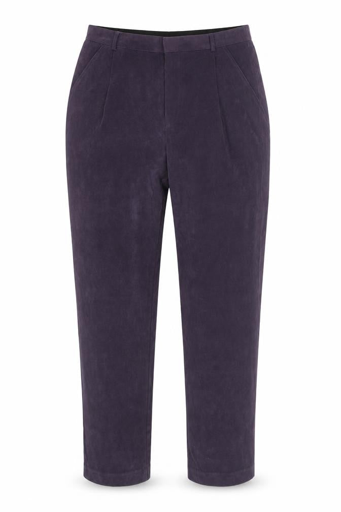 Elaine Women's Purple Velvet Straight Trousers Size 16 Lined