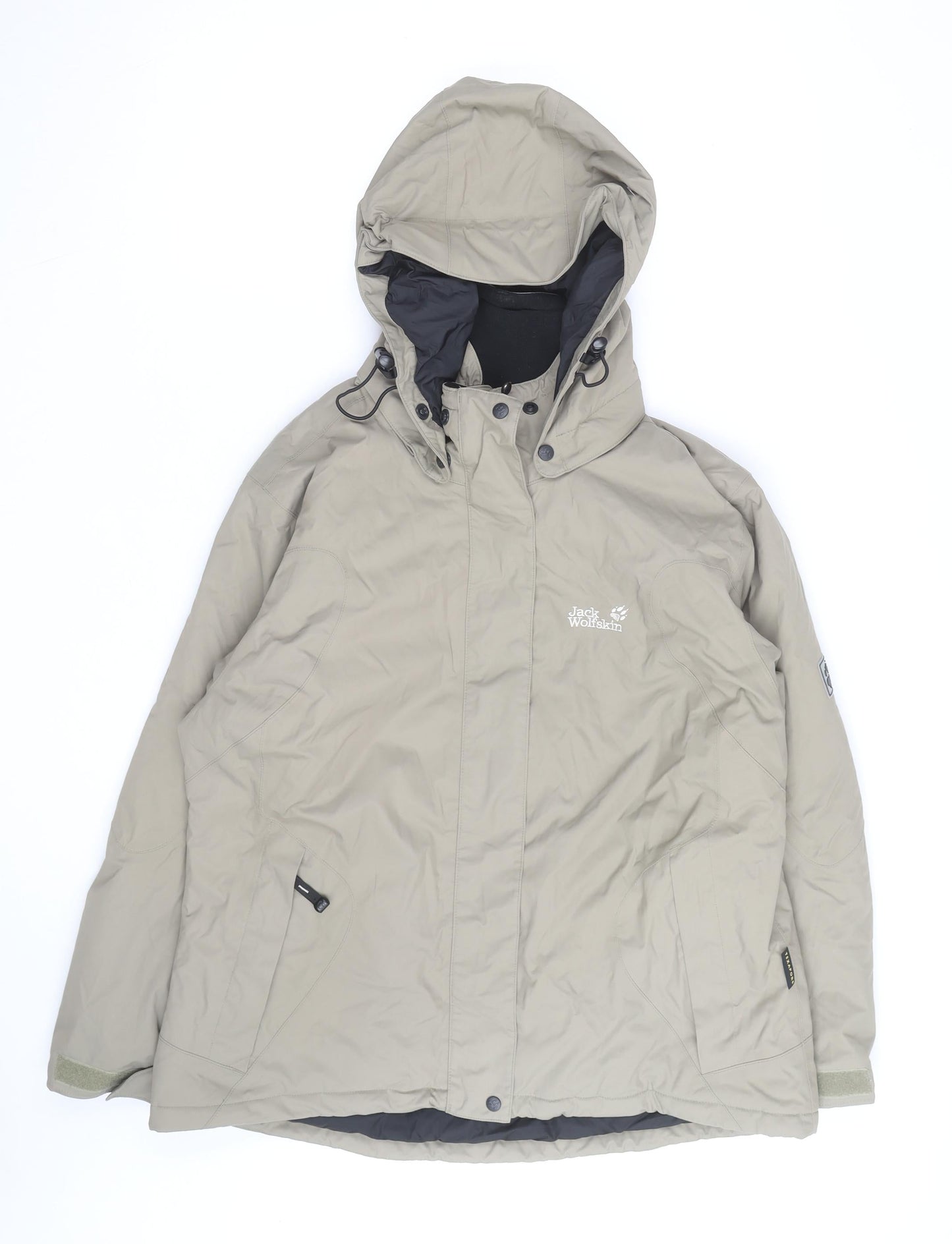 Jack Wolfskin Men’s Beige XL Waterproof Parka Jacket Hooded Windproof