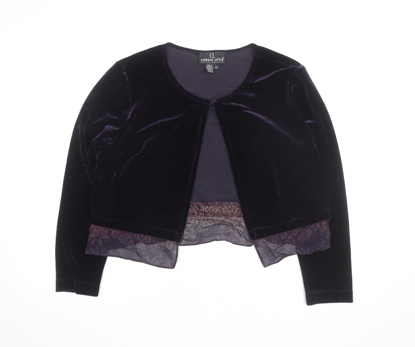 Carole Little Women's Petite Purple Velvet Cardigan Size 10