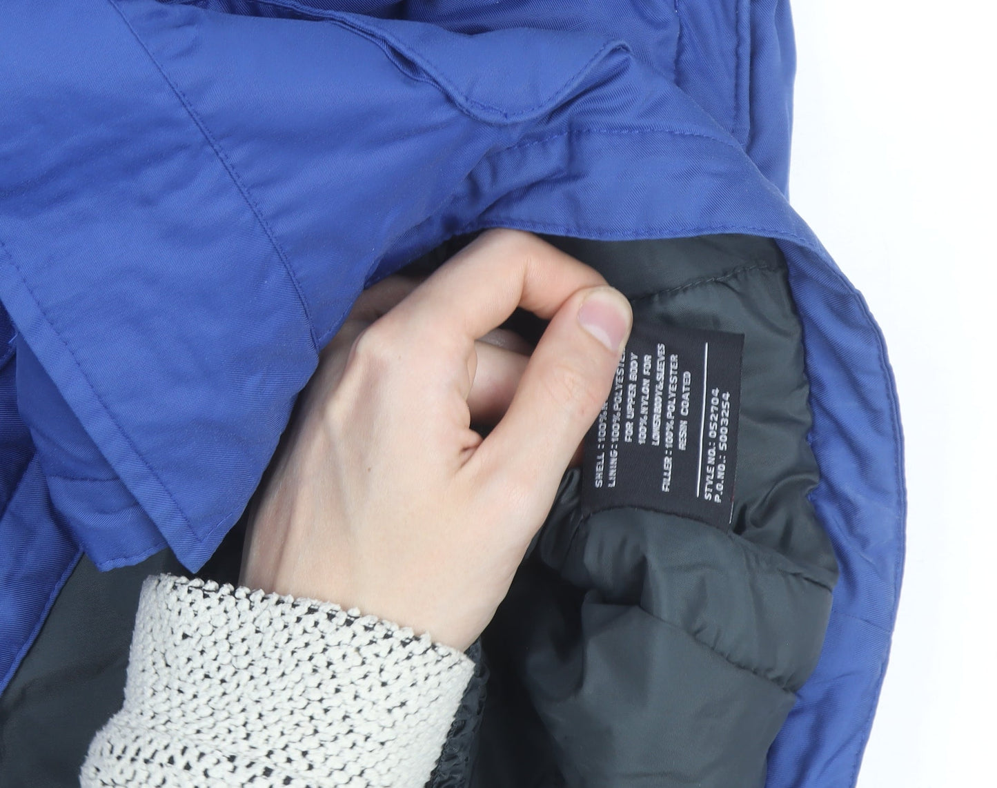 Black Dot Men's Blue Polyester Parka Jacket M Windproof Lined