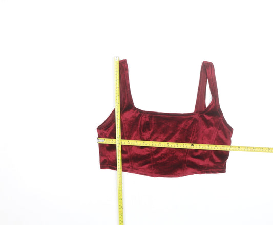 Beyond Retro Women's Red Velvet Cropped Tank Top M