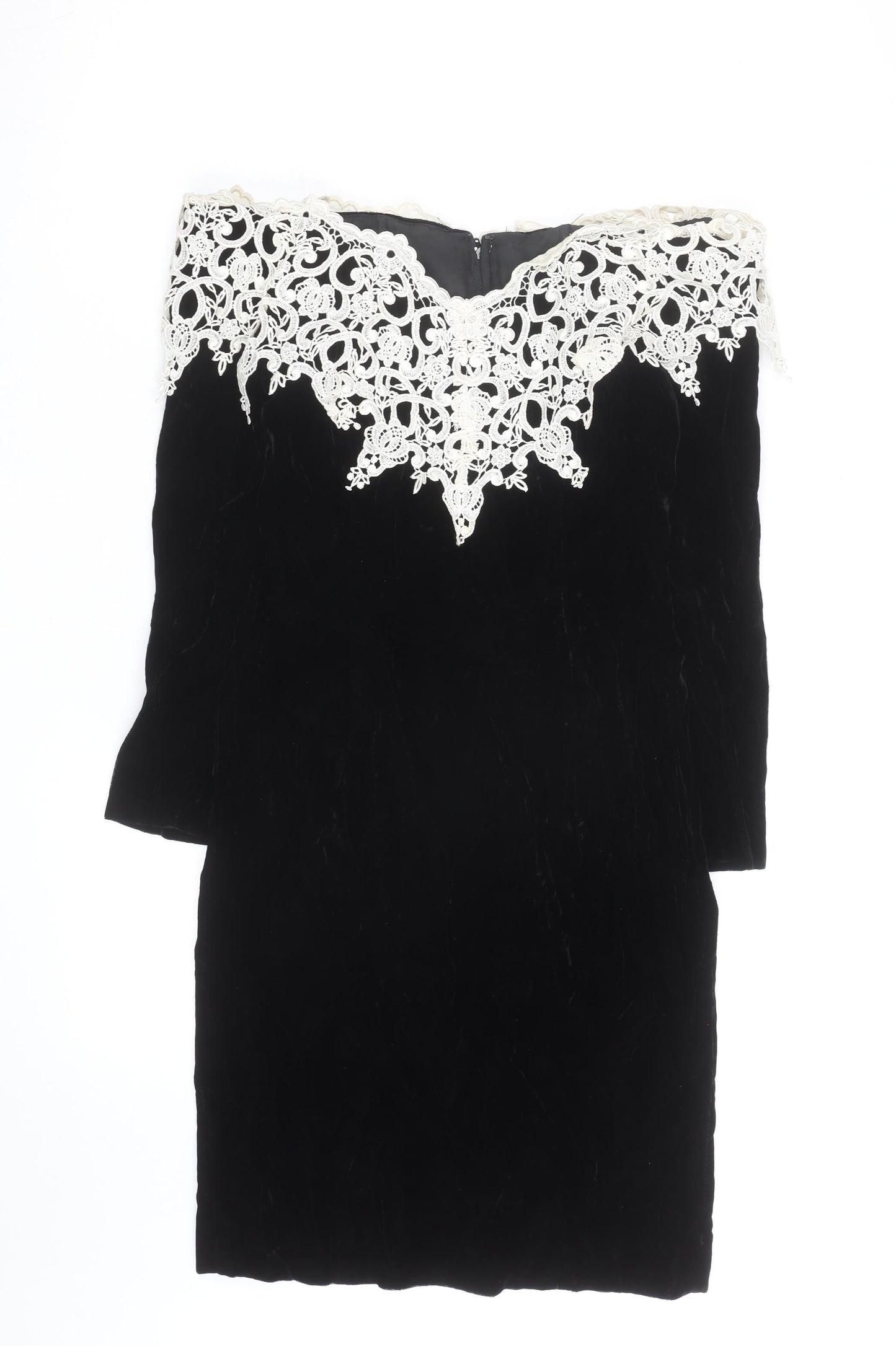 Town & Country Women’s Black Velvet Lace Off Shoulder Petite Dress Size 8