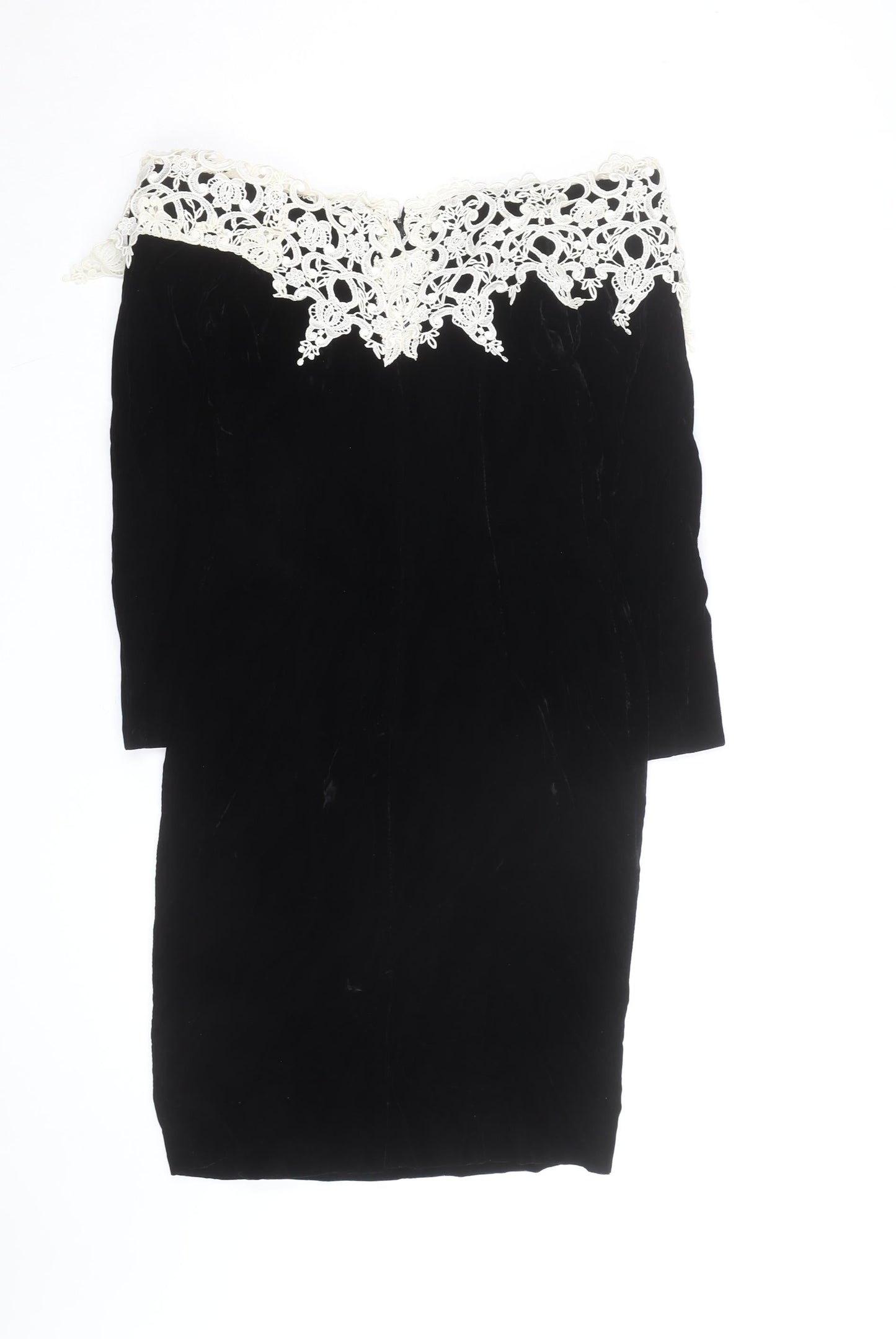 Town & Country Women’s Black Velvet Lace Off Shoulder Petite Dress Size 8