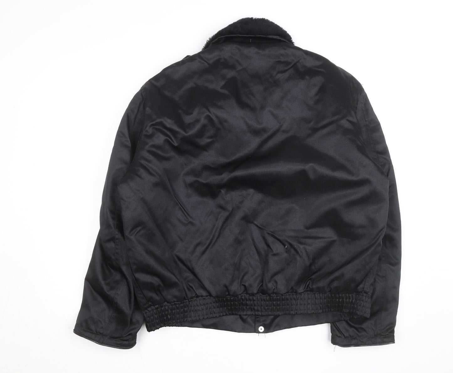 Falcon Men's Black L Faux Fur Collar Bomber Jacket Size L