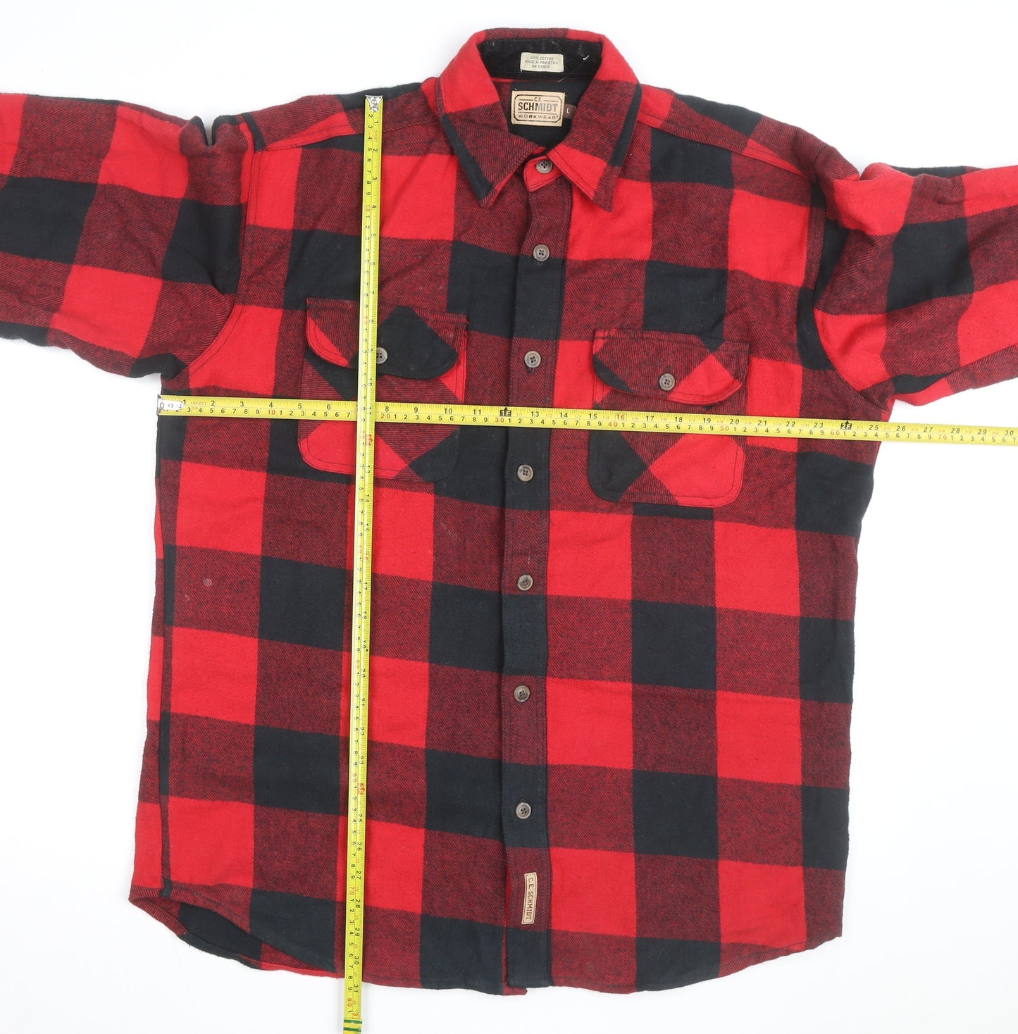 C.E. Schmidt Workwear Men's Red Black Check Flannel Shirt Size L