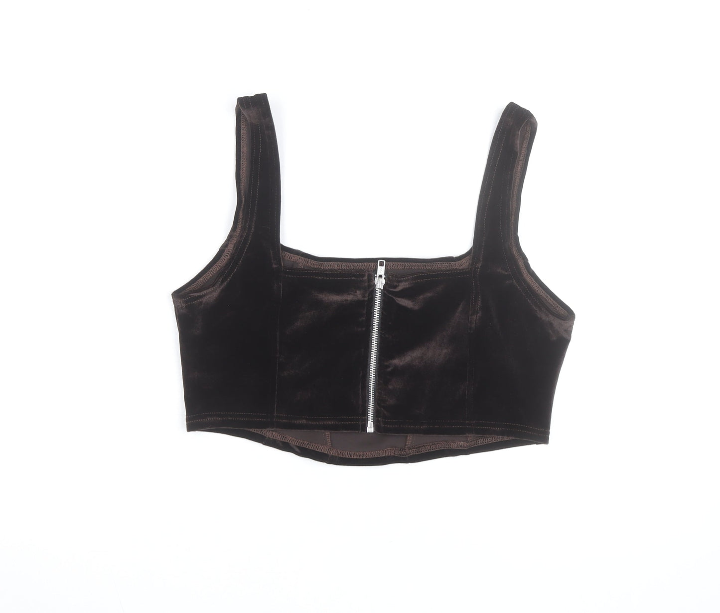 Beyond Retro Women's Brown Velvet Cropped Tank Top Size M