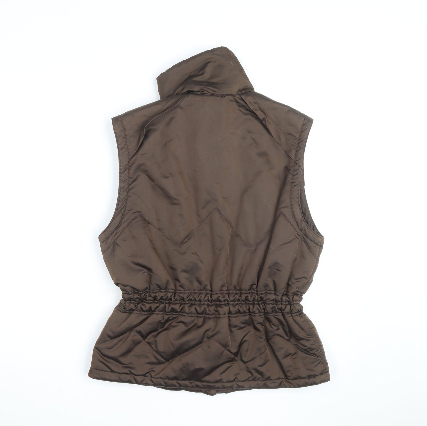 Ellesse Womens Brown Puffer Waistcoat Size 10 Sleeveless Zip Vest