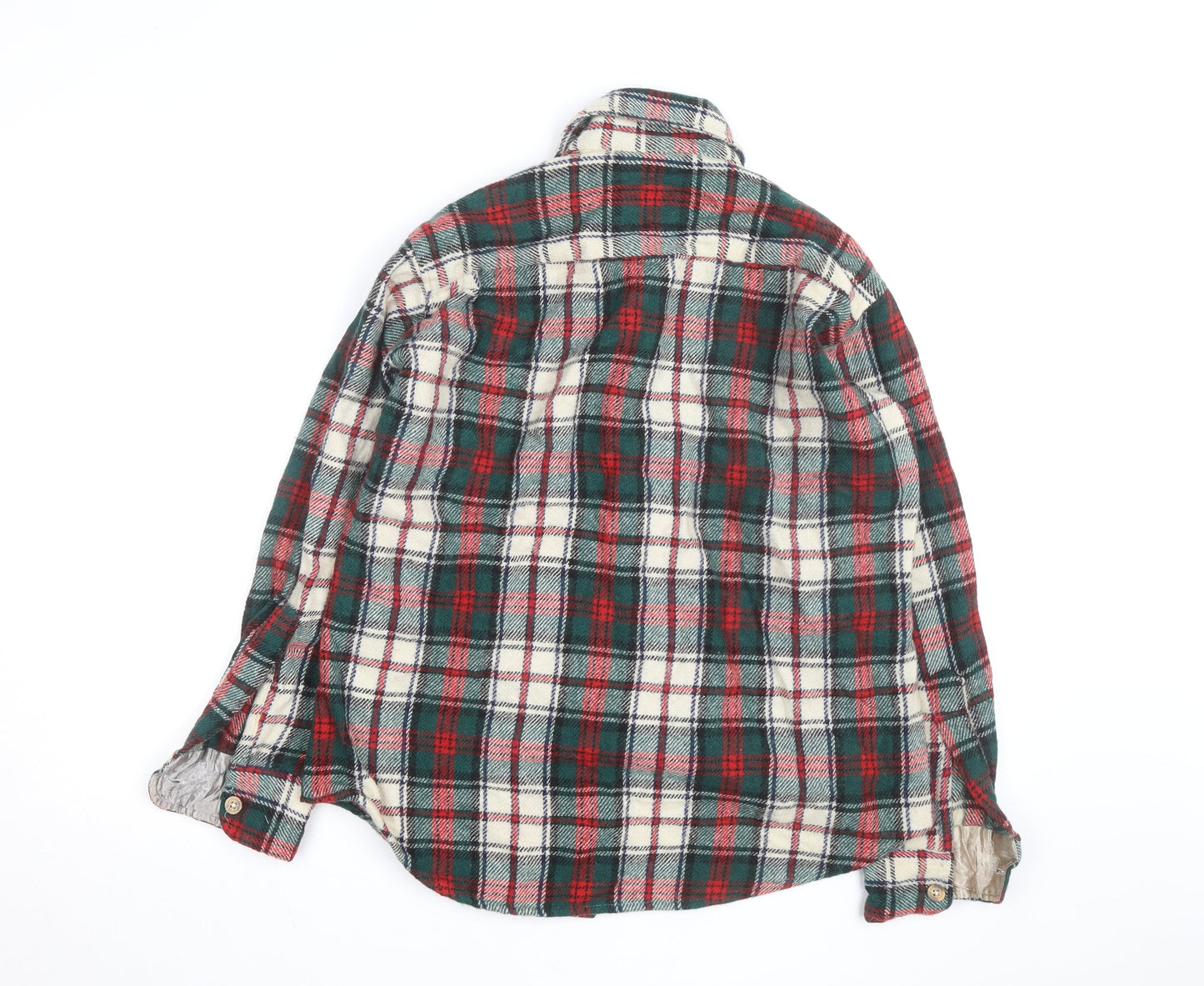J. Massals Men's Multicoloured Wool Flannel Plaid Button-Up Shirt L