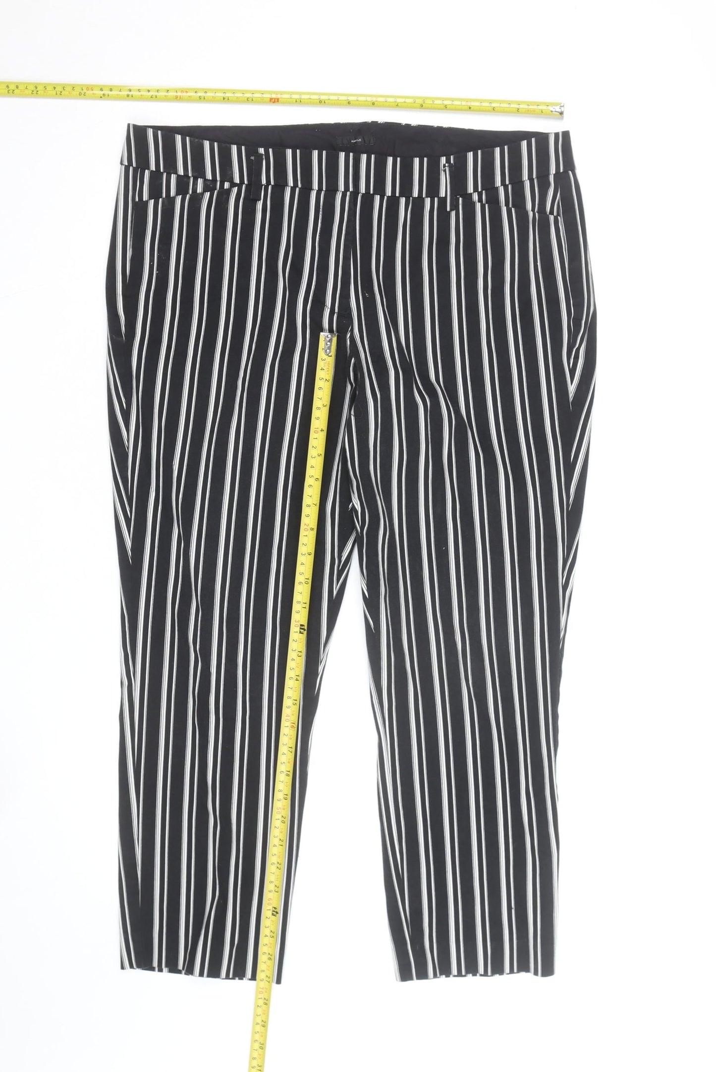 Worthington Women’s Black Striped Ankle Slim Trousers Size 14