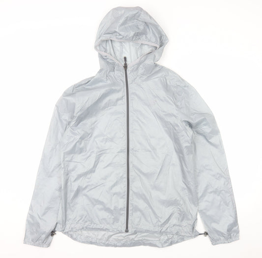 New Balance Women's Grey Lightweight Hooded Windbreaker Jacket Size L