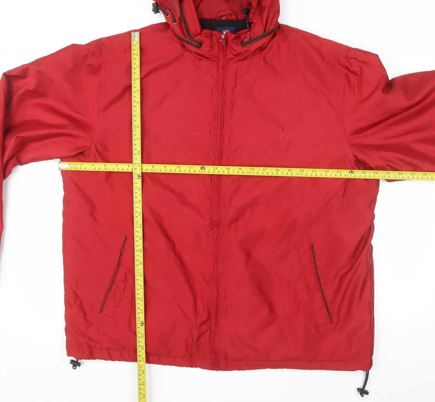 CHAPS Men’s Red Hooded Puffer Jacket XL Polyester Full Zip