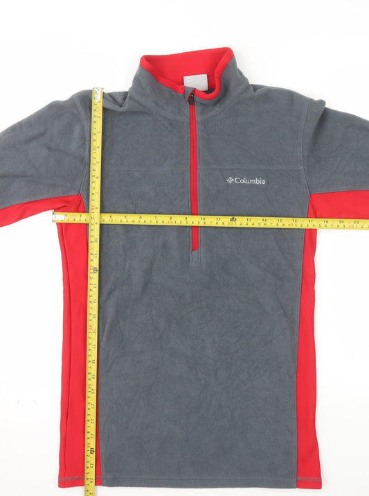 Columbia Men's Grey Red 1/4 Zip Fleece Pullover Sweatshirt XS