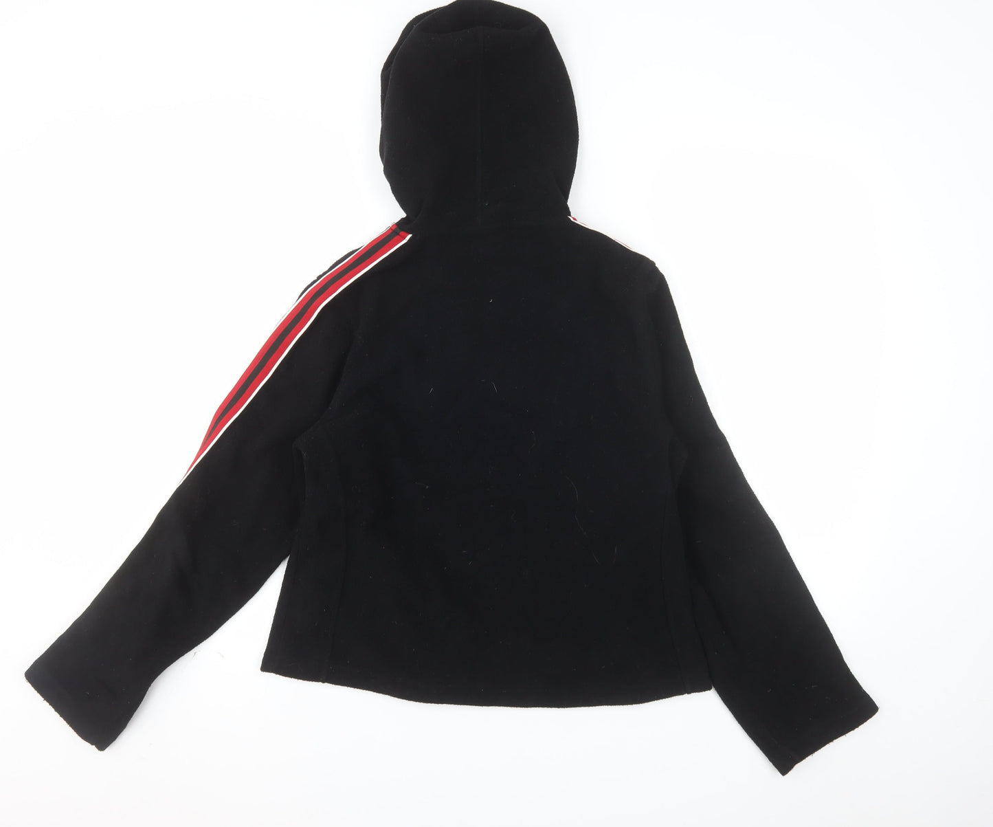 Traffic Women Black Full Zip Hooded Sweatshirt L Polyester