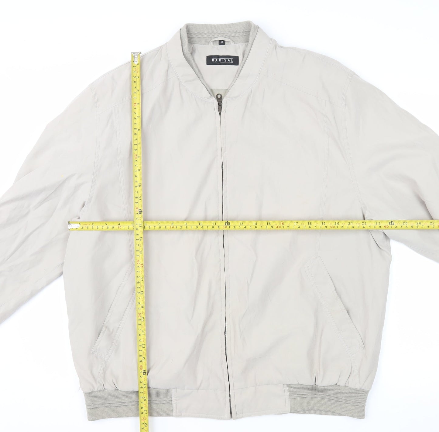 Barisal Men’s Beige Bomber Jacket Size 54 Regular Fit Zip Front