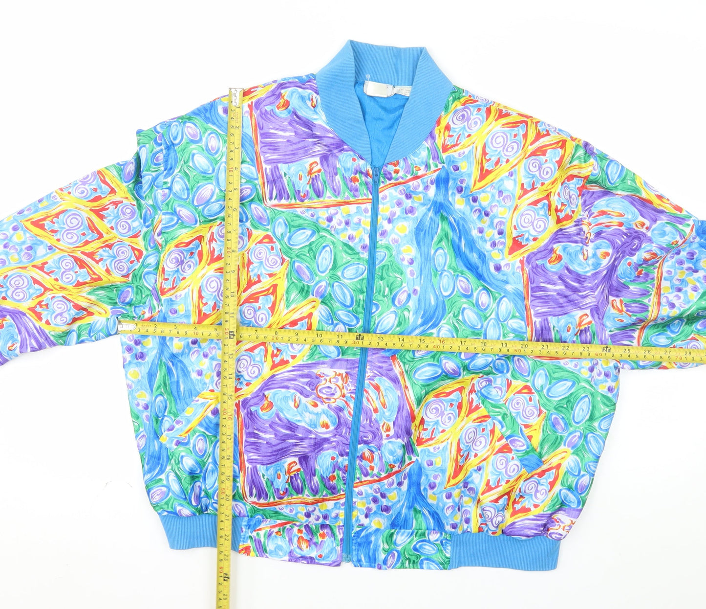 TanJay Men's Multicoloured L Bomber Jacket 80s Retro Polyester Zip