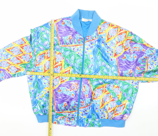 TanJay Men's Multicoloured L Bomber Jacket 80s Retro Polyester Zip