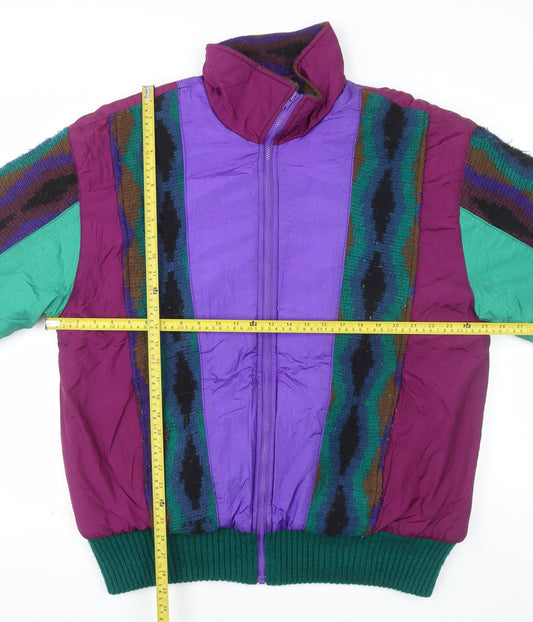 ESCALA Men's Multicoloured Retro 90s Puffer Jacket L Full Zip Acrylic