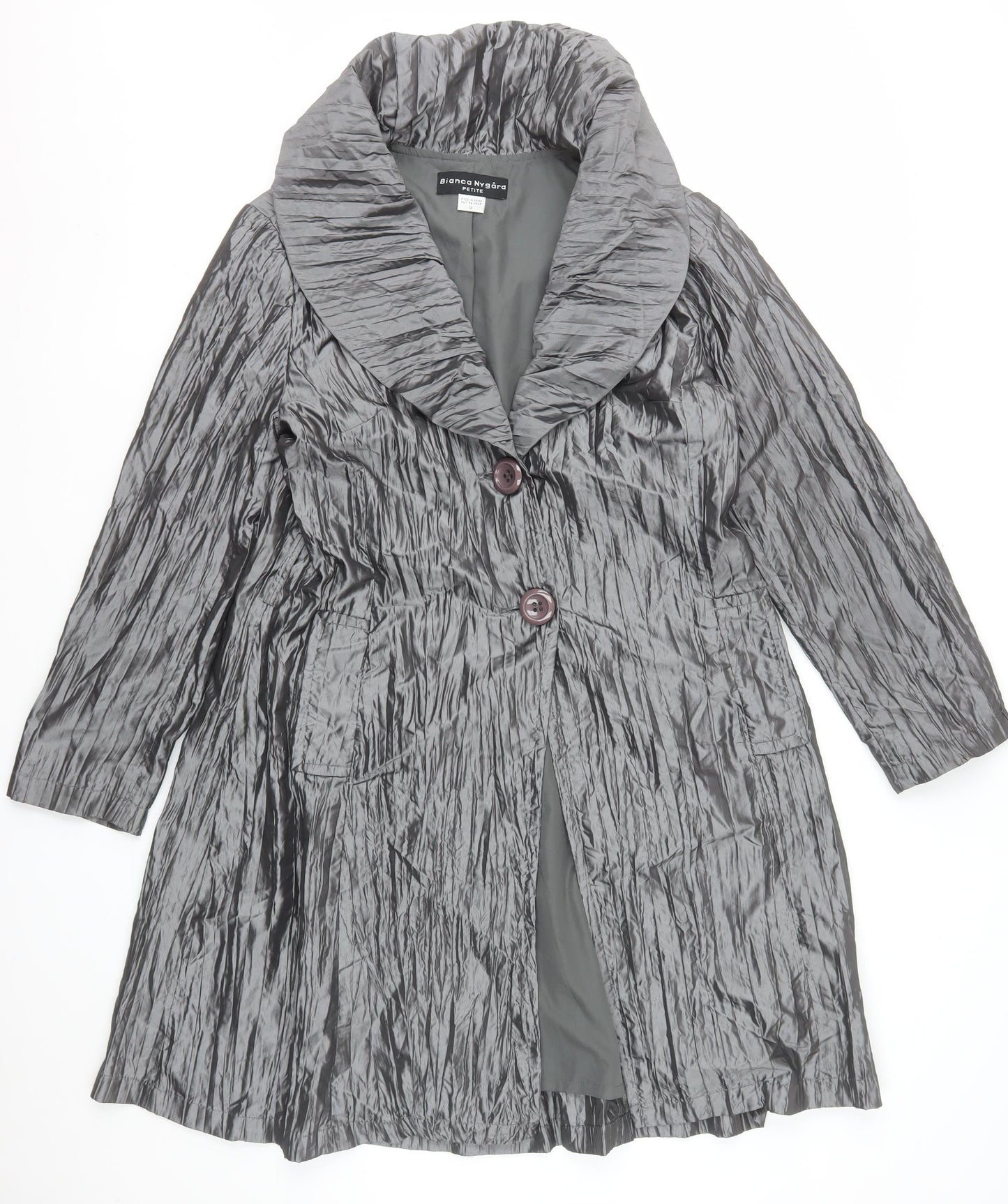 Bianca Nygard Women’s Grey Petite Size 12 Mid-Length Buttoned Coat