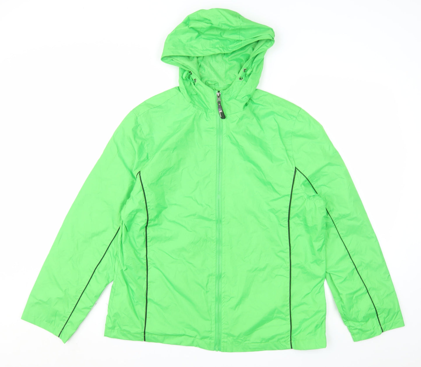 i5 Apparel Women Green L Lightweight Hooded Windbreaker Jacket