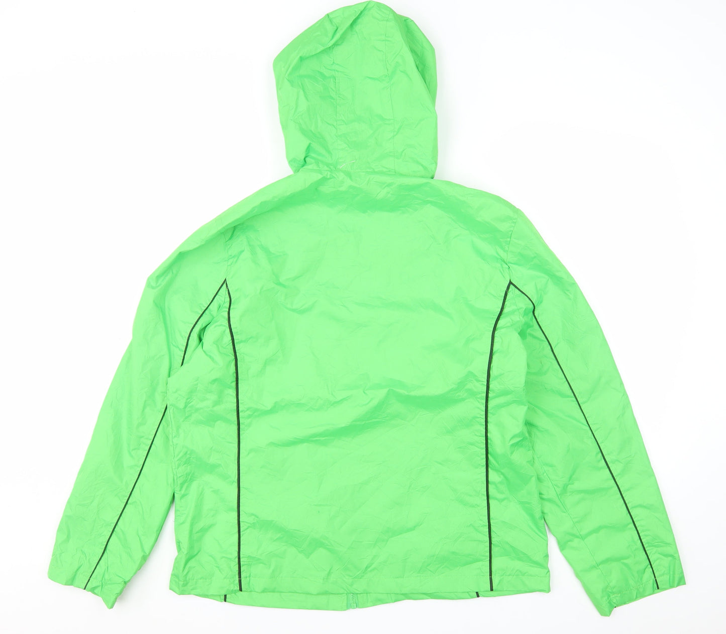 i5 Apparel Women Green L Lightweight Hooded Windbreaker Jacket