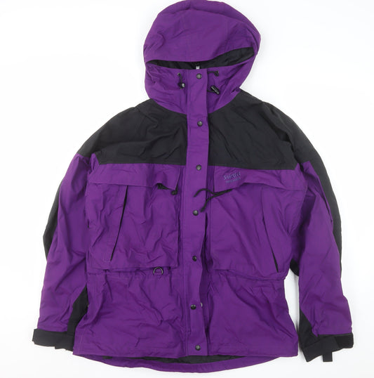 Solstice Womens Purple Black Hooded Anorak Jacket L Windproof