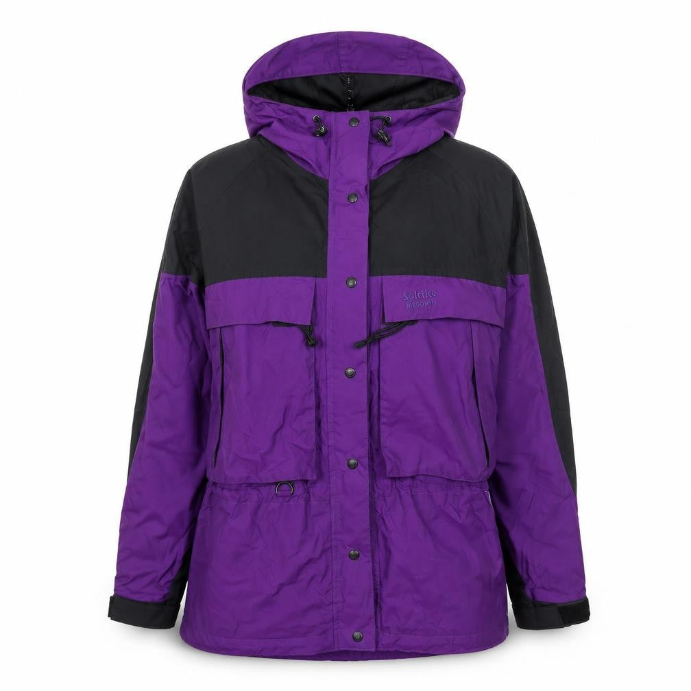 Solstice Womens Purple Black Hooded Anorak Jacket L Windproof