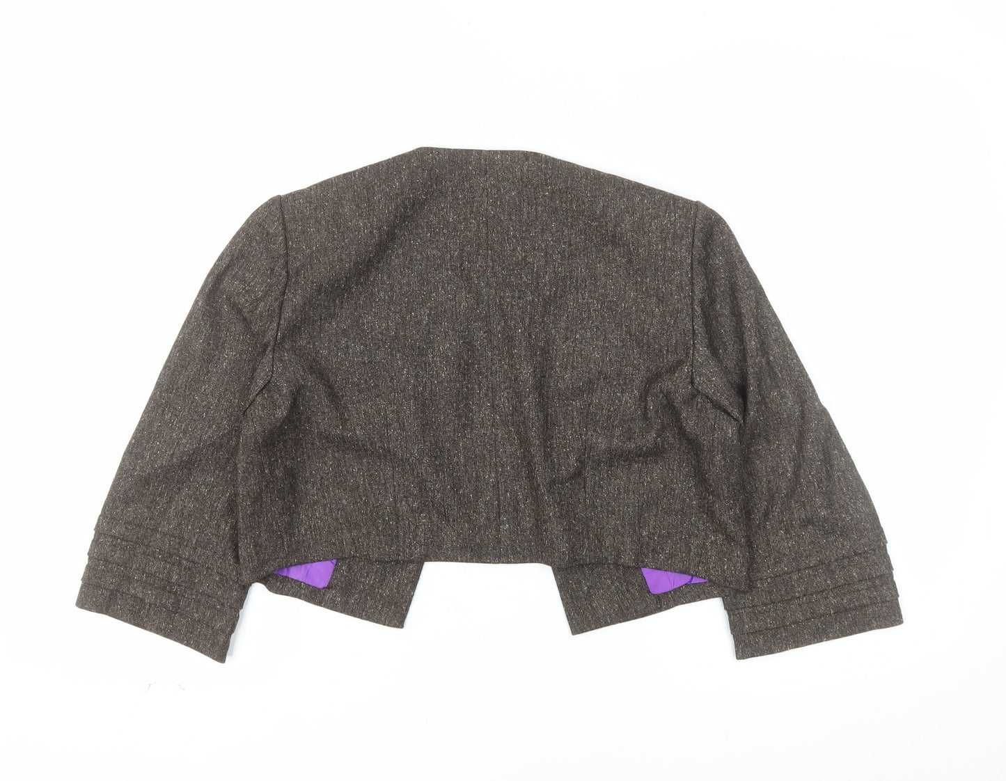 Jessica Howard Women Brown 6 Petite Tweed Cropped Suit Jacket