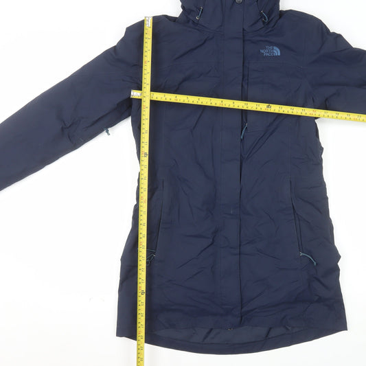 The North Face Women's Blue Long Hooded Waterproof Parka Coat Size S