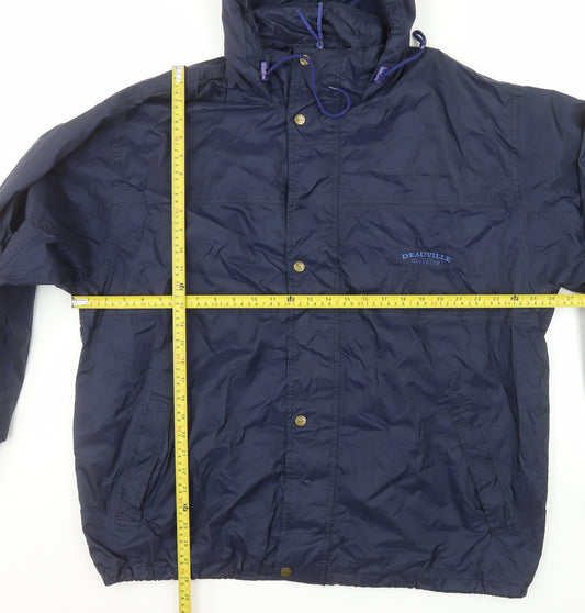 Deauville Classics Mens Navy XL Hooded Waterproof Windbreaker Jacket