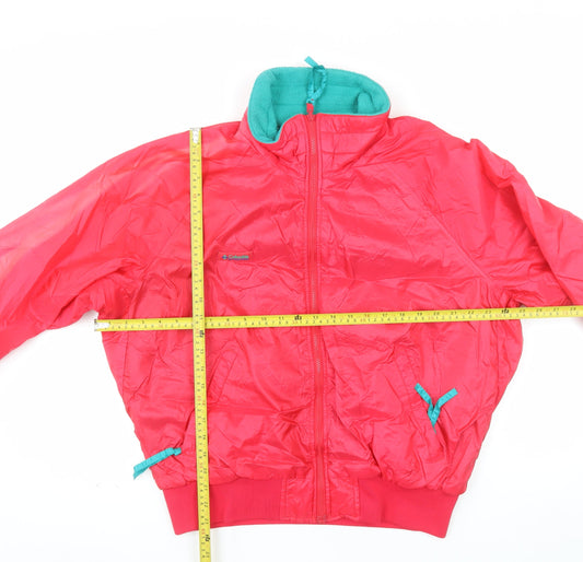 Columbia Mens Red L Bomber Jacket Nylon Lined Windproof Retro Outdoor