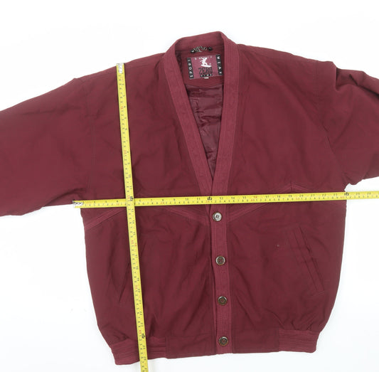 Zero Time Men's Red Bomber Jacket M Shawl Collar Lined Vintage Style