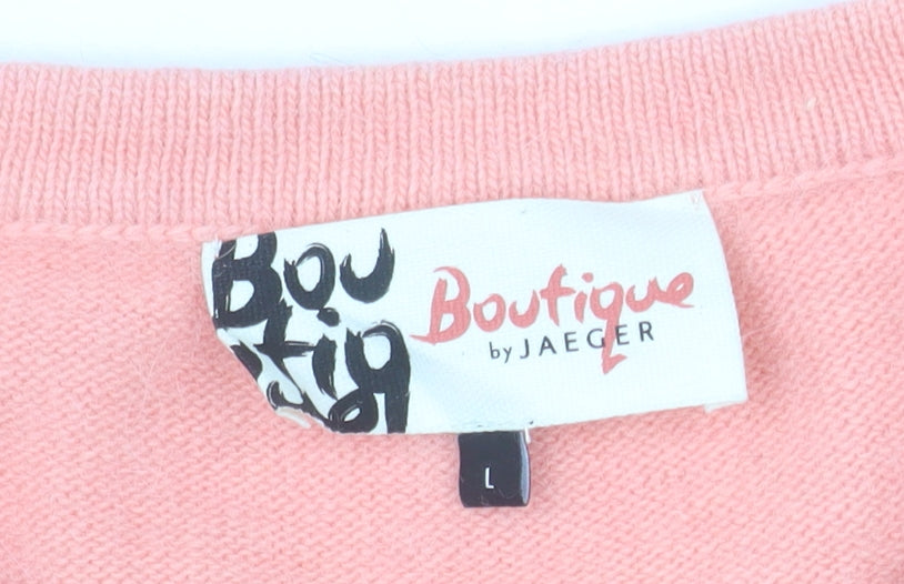 Boutique by Jaeger Women Pink L Angora Blend Bird Jumper