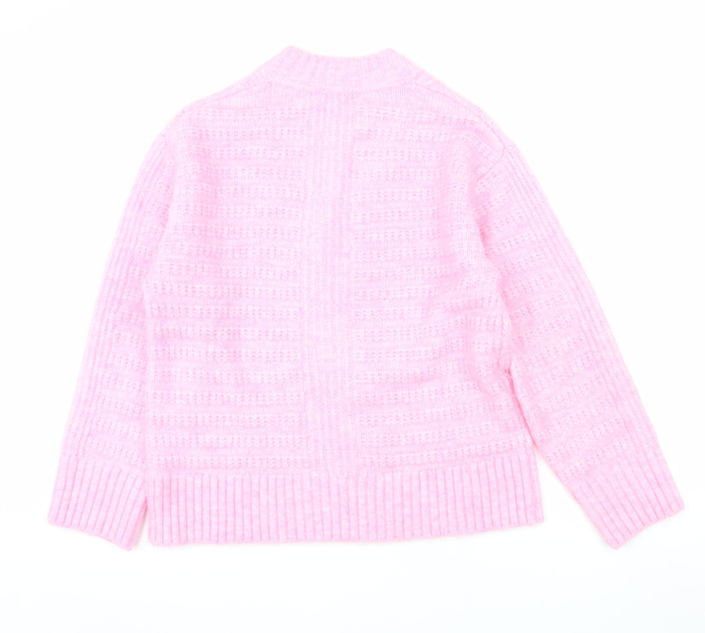 Next Women Pink V-Neck Chunky Knit Pullover Jumper XS