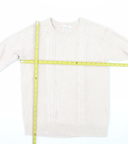 GAP Women’s Beige Cotton Cable Knit Crew Neck Jumper Size L