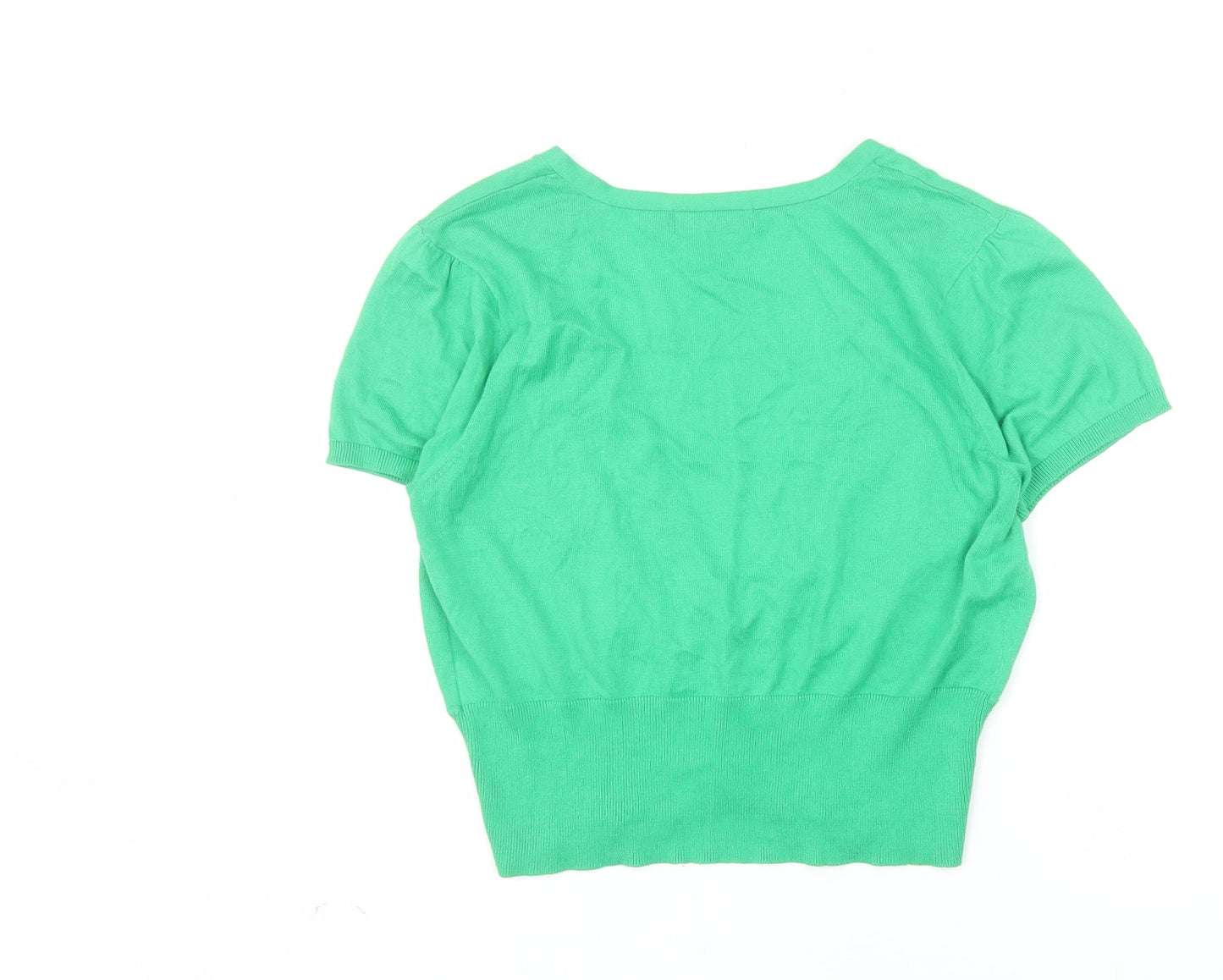Monsoon Women’s Green Cotton Short Sleeve V-Neck Cardigan Size 14