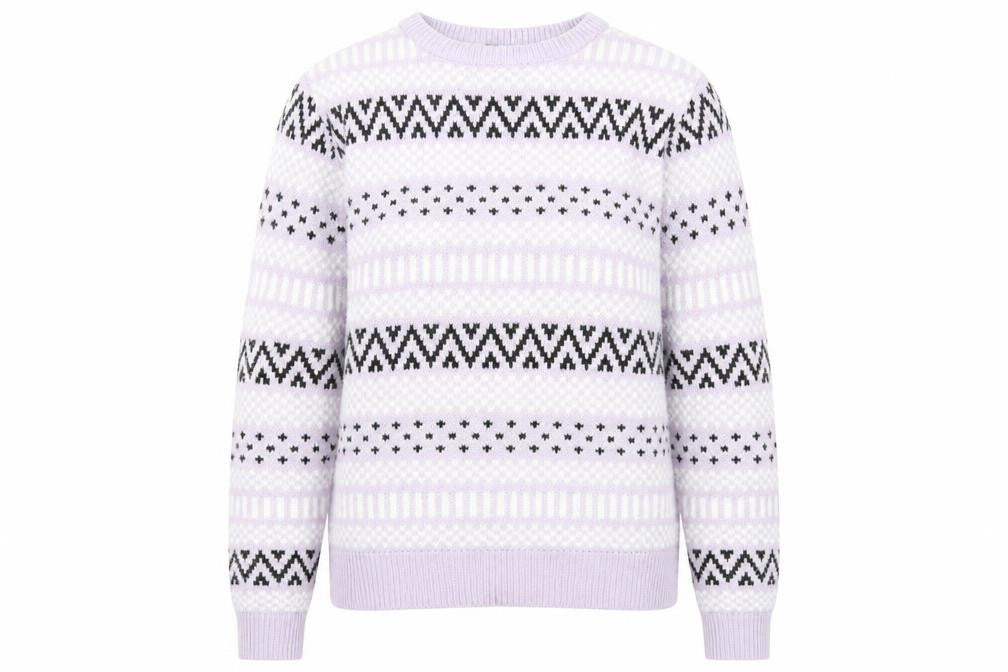 Boohoo Womens Purple Fair Isle Crew Neck Knit Jumper Size L