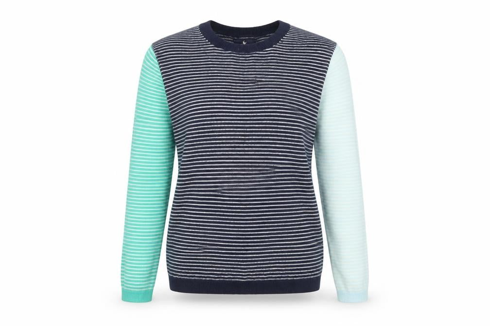 Lands' End Women's Multicoloured Striped Cashmere Jumper Size L
