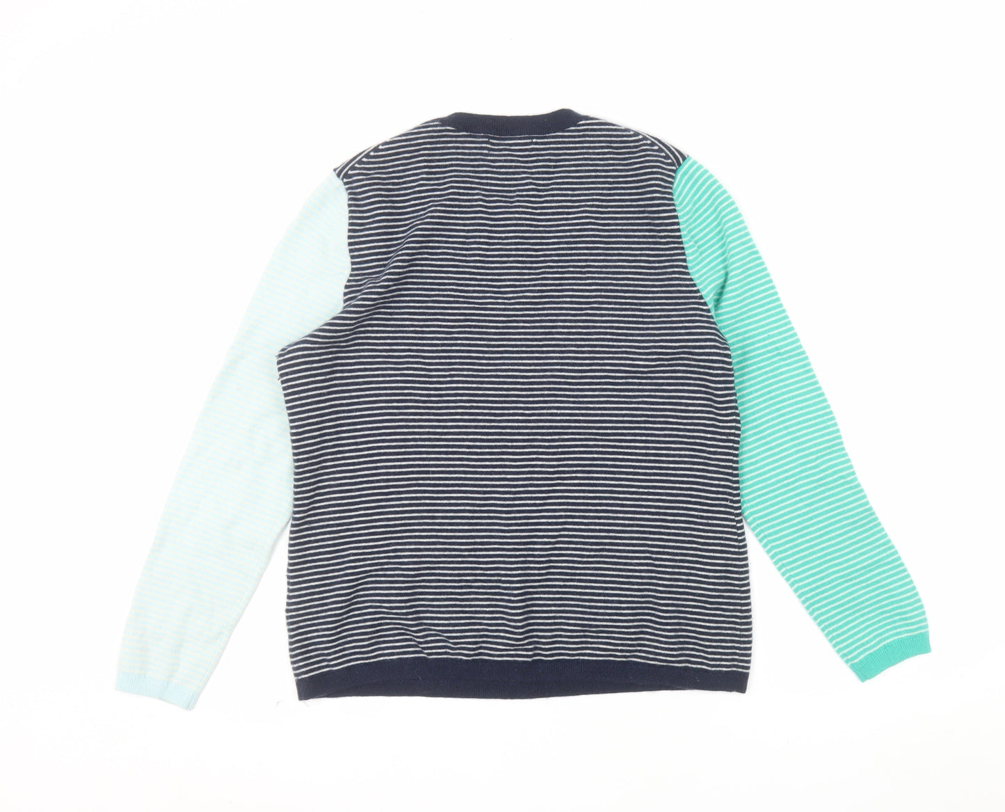 Lands' End Women's Multicoloured Striped Cashmere Jumper Size L
