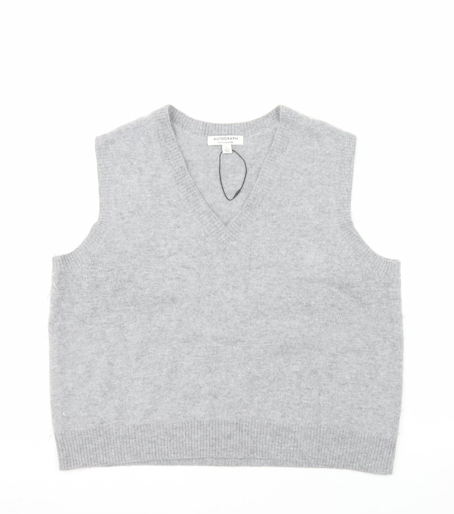 Marks and Spencer Autograph Men's Grey Wool Cashmere V-Neck Vest L