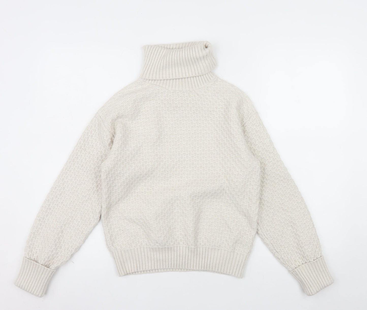 Marks and Spencer Women’s Beige Roll Neck Knit Jumper Size S