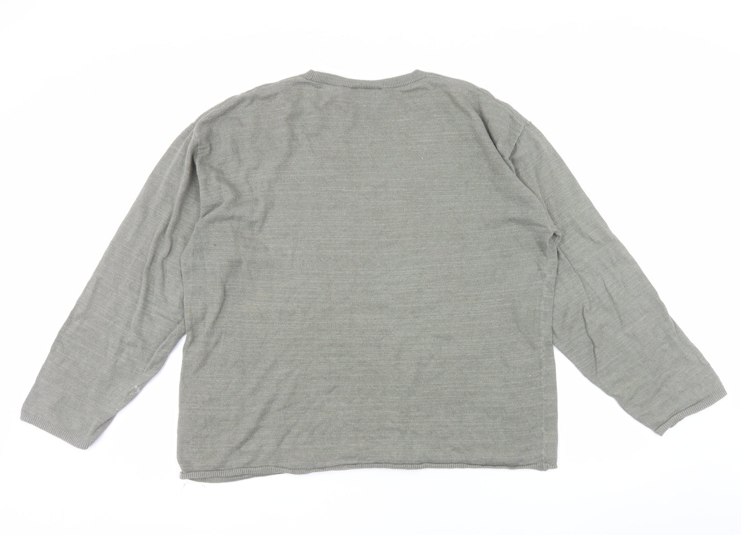 Weekday Men’s Green Cotton Linen Crew Neck Jumper Size S