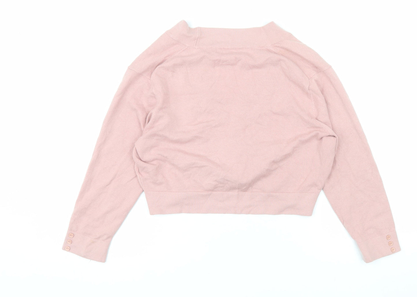 Pomodoro Women Pink Cardigan V-Neck Long Sleeve Knit Size 14