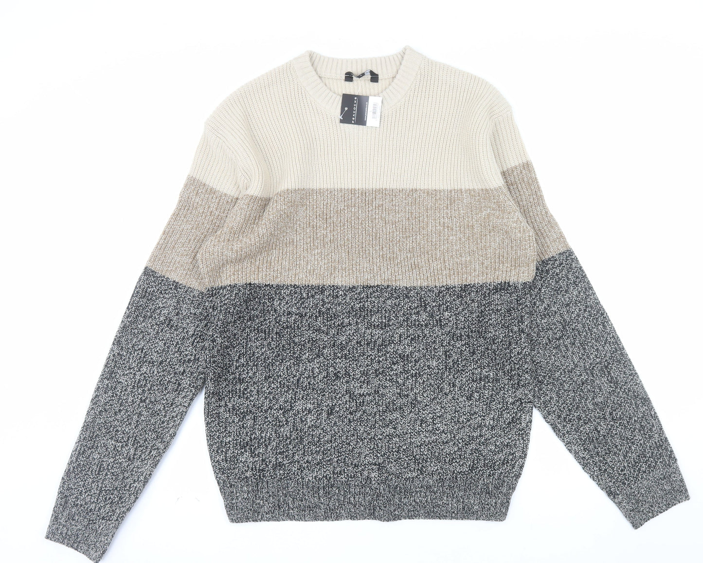 Peacocks Men's Multicoloured Chunky Knit Pullover Jumper Size L
