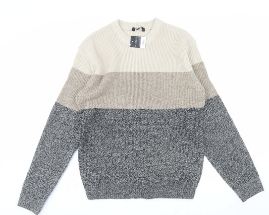 Peacocks Men's Multicoloured Chunky Knit Pullover Jumper Size L