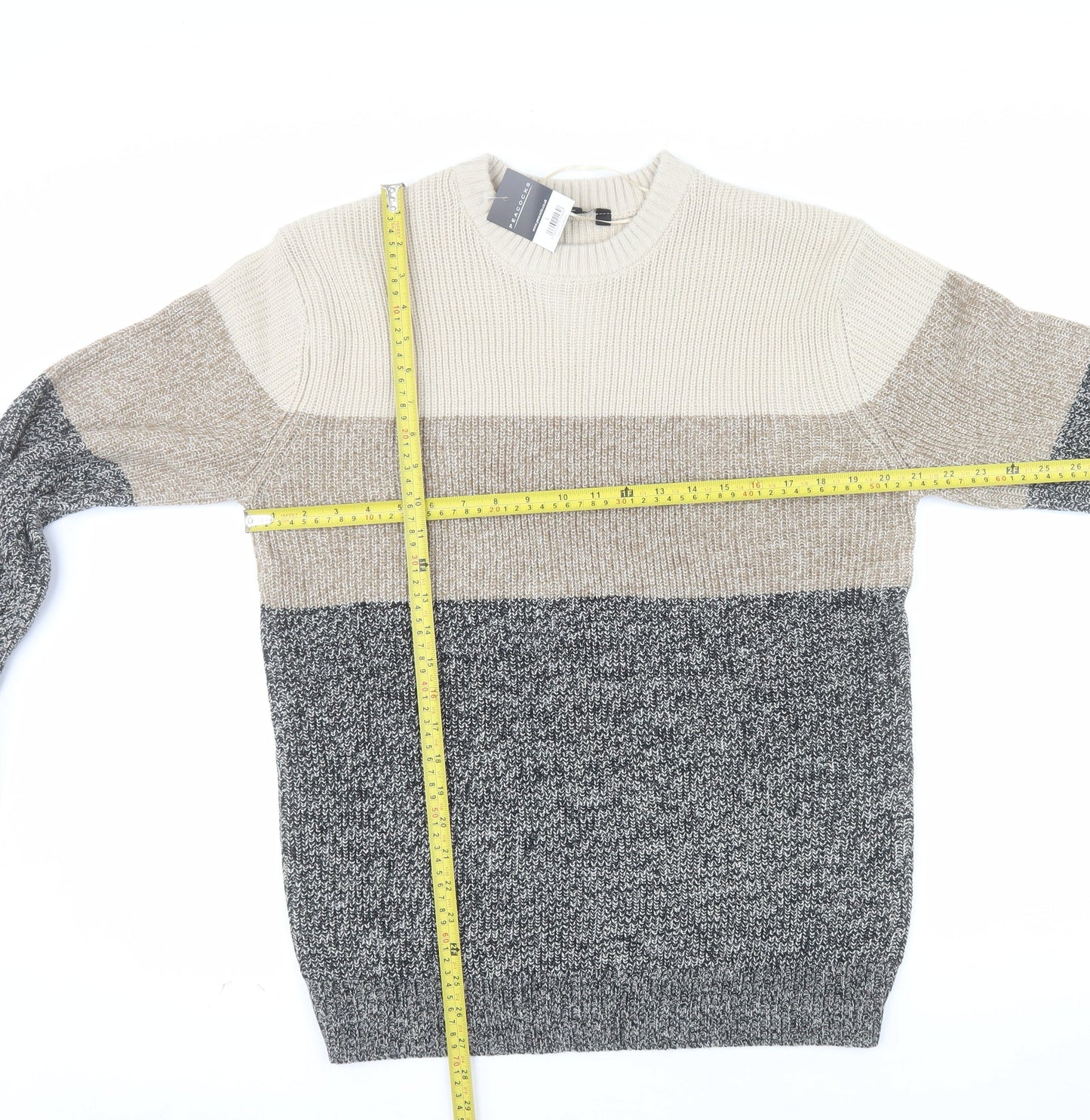 Peacocks Men's Multicoloured Chunky Knit Pullover Jumper Size L