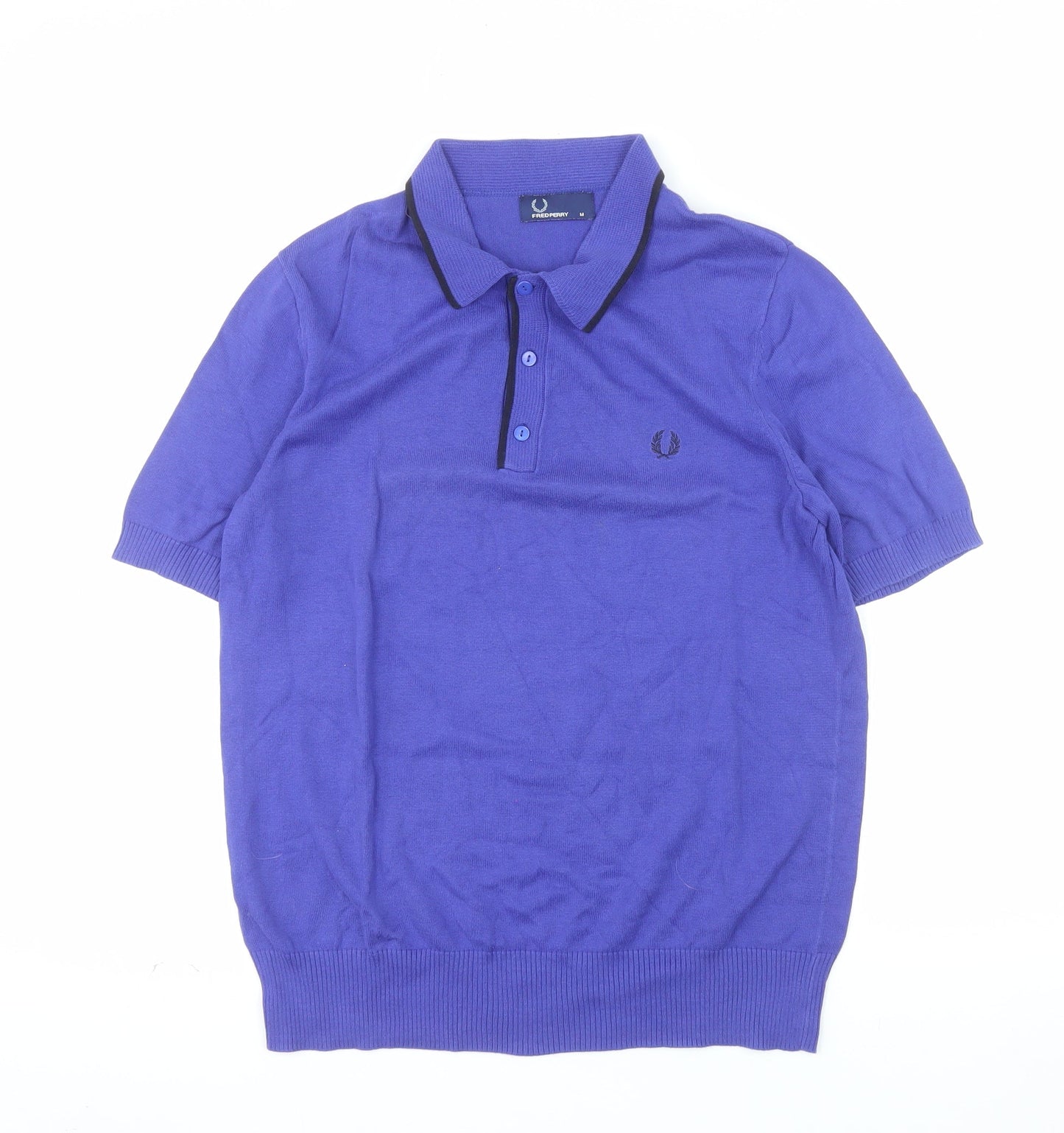 Fred Perry Men's Blue Cotton Short Sleeve Polo Shirt Size M