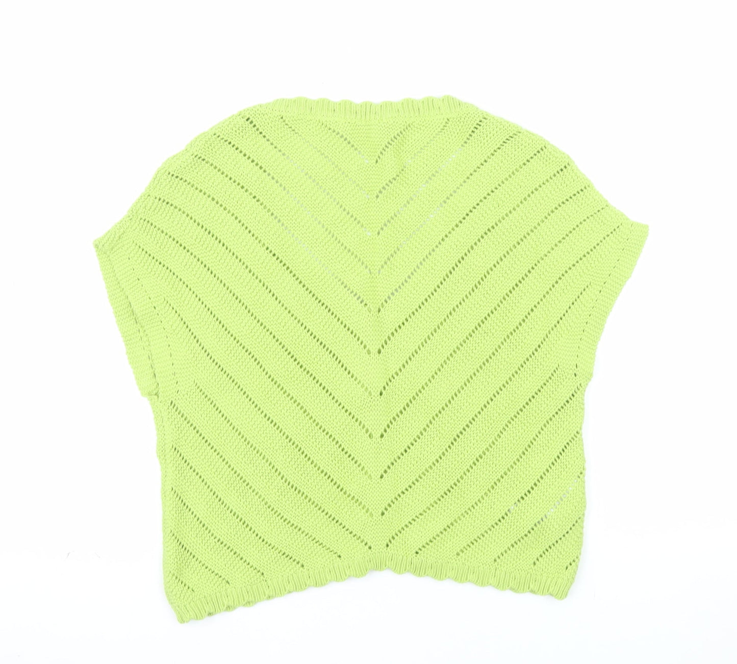 MNG Women Green V-Neck Short Sleeve Knit Cardigan Size L