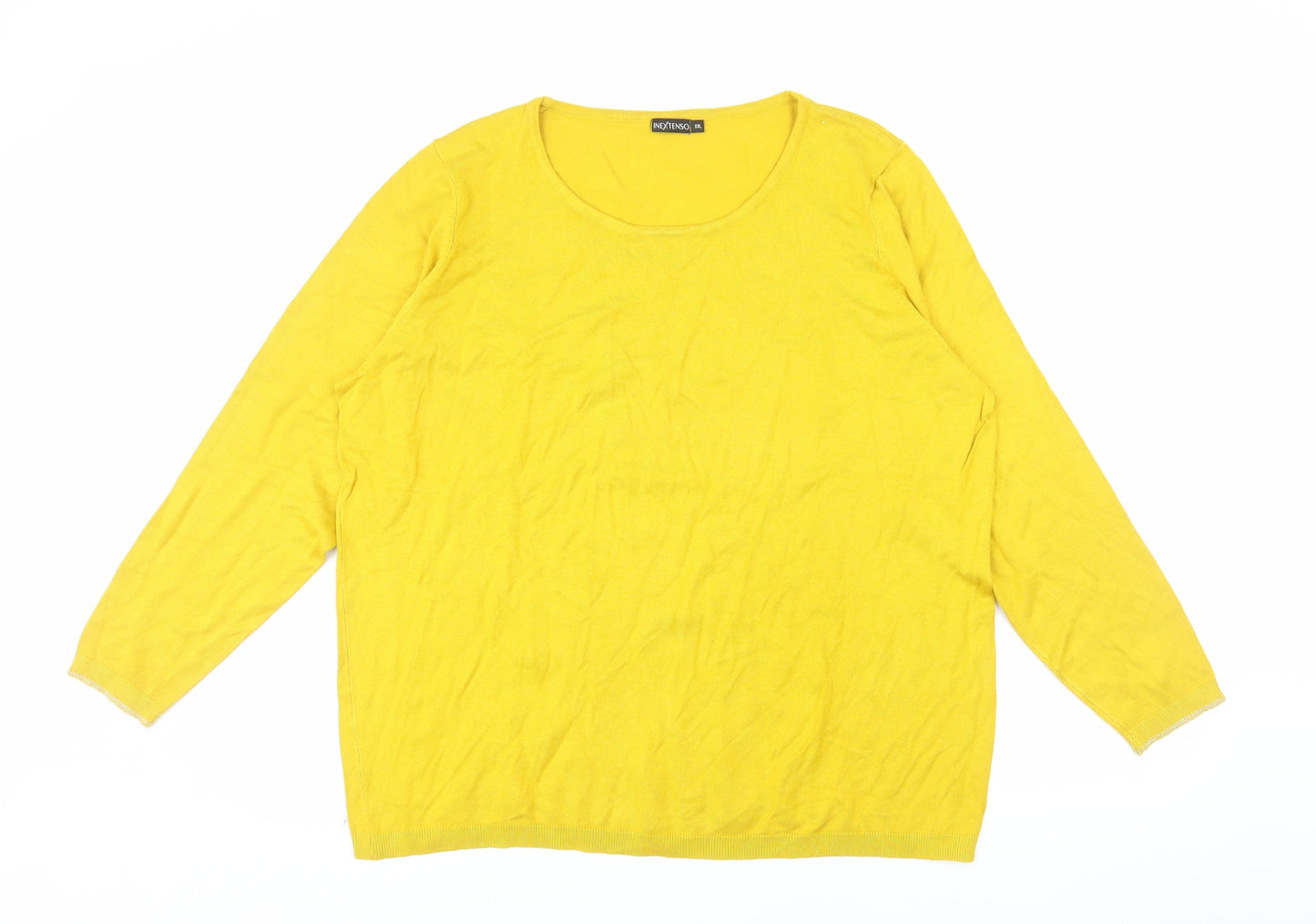 Inextenso Womens Yellow 2XL Round Neck Cotton Pullover Jumper