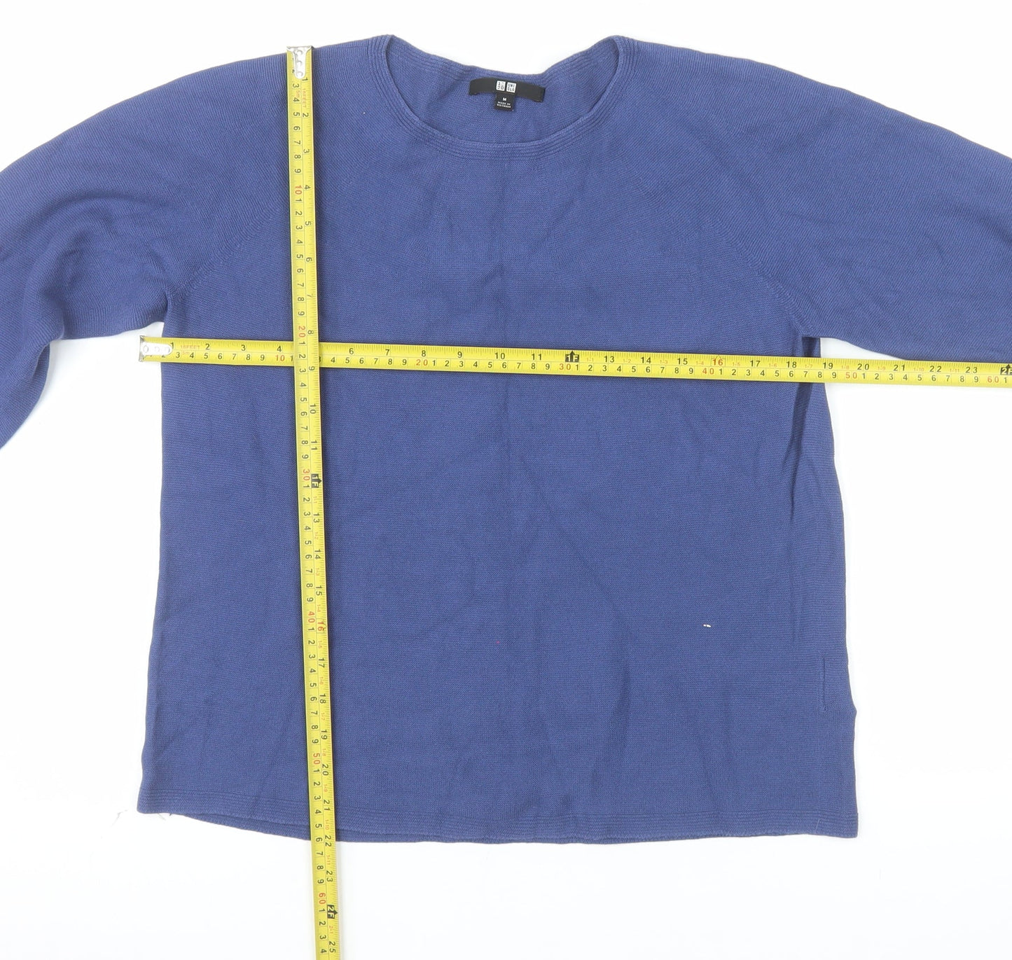 Uniqlo Women Blue Cotton Crew Neck Long Sleeve Pullover Jumper Size M
