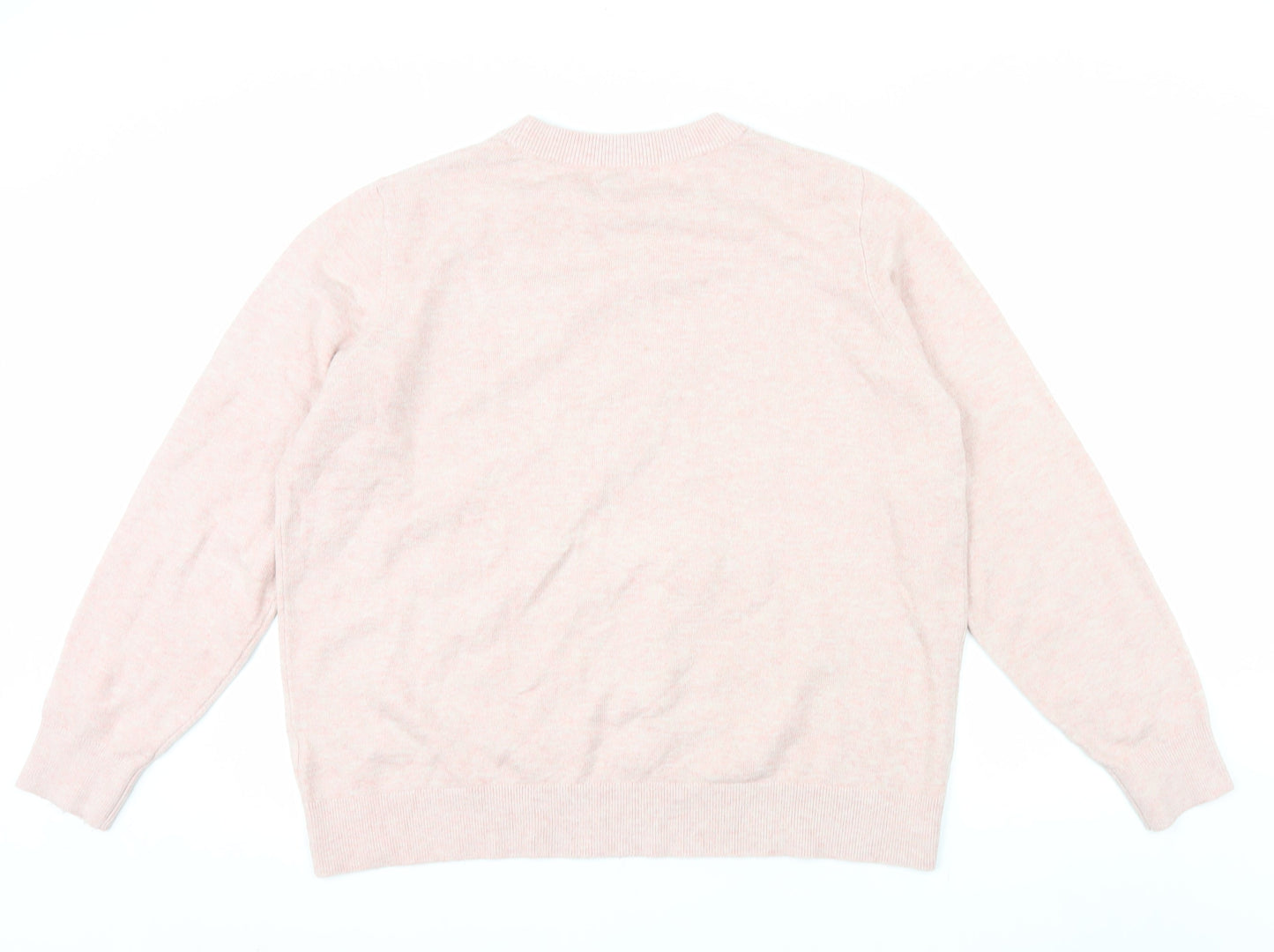 Marks and Spencer Womens Pink Crew Neck Knit Jumper L
